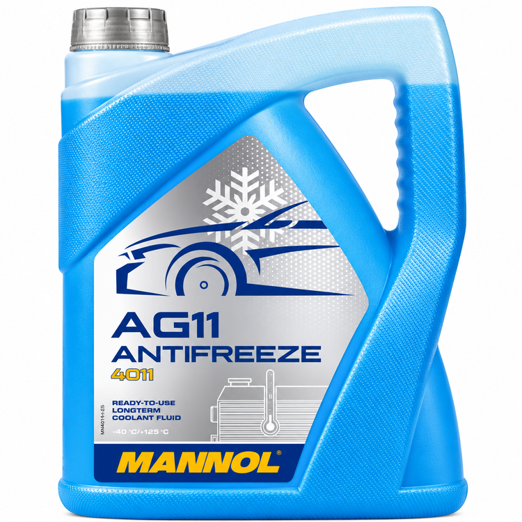 کولانت و ضدیخ ضدجوش خودرو مانول حجم 5 لیتر MANNOL Antifreeze AG11 آبی مدل 4011 ساخت آلمان اصل کد ۲۰۲۴۲۰