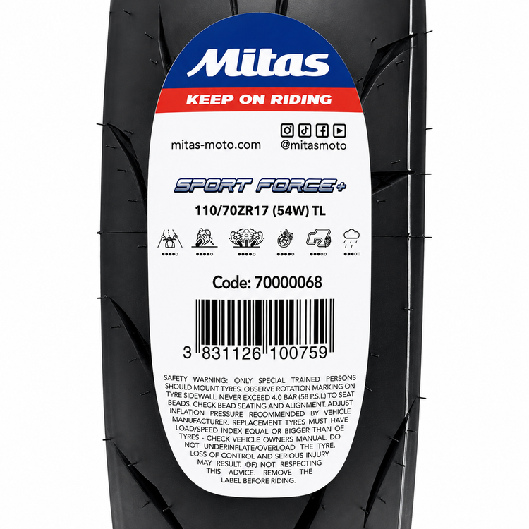 لاستیک میتاس اسپرت اسپرت فورس 110/70/17 + MITAS SPORT FORCE ساخت اروپا کشور اسلوونی گل خلوت کد ۲۰۰۷۴۶