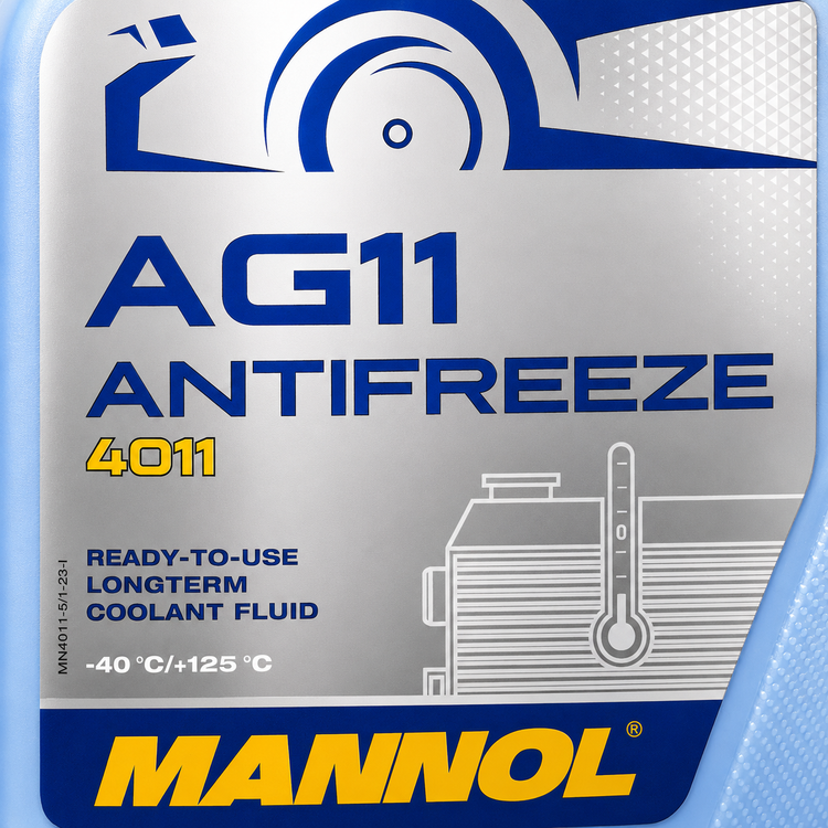 کولانت و ضدیخ ضدجوش خودرو مانول حجم 5 لیتر MANNOL Antifreeze AG11 آبی مدل 4011 ساخت آلمان اصل کد ۲۰۲۴۲۰