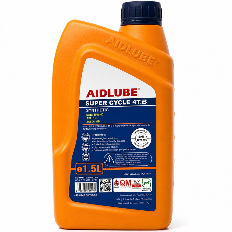 روغن موتور ایدلوب AIDLUBE 10W40 SN MB 1.5L مخصوص موتور اسکوتر JOYMAX XMAX فول سنتتیک تحت لیسانس ایدلوب آلمان اصل کد 202408