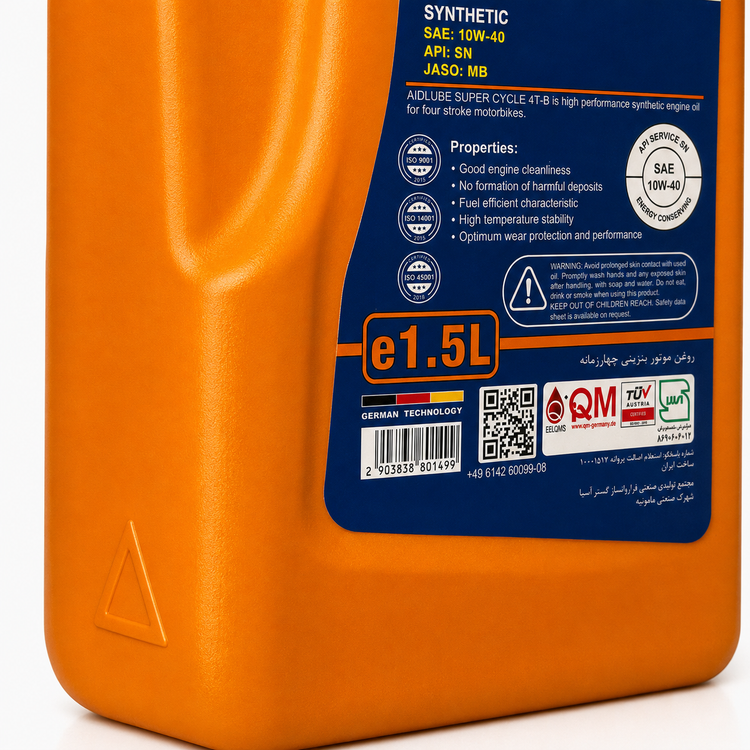 روغن موتور ایدلوب AIDLUBE 10W40 SN MB 1.5L مخصوص موتور اسکوتر JOYMAX XMAX فول سنتتیک تحت لیسانس ایدلوب آلمان اصل کد 202408