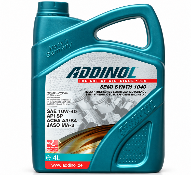 روغن موتور مخصوص موتور های دنده ای ادینول ADDINOL 10W40 MA2 SP 4L ساخت آلمان اصل کد ۲۰۱۳۸۰