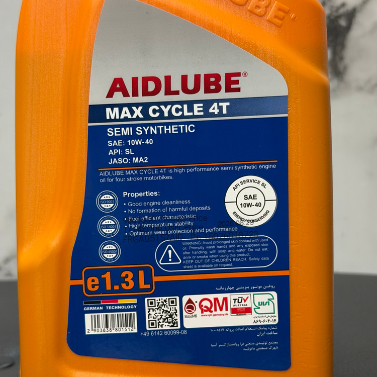 روغن موتور ایدلوب حجم 1/300 AIDLUBE 10W40 SL مخصوص موتورهای دنده ای تحت لیسانس ایدلوب آلمان اصل کد ۲۰۲۴۴۱