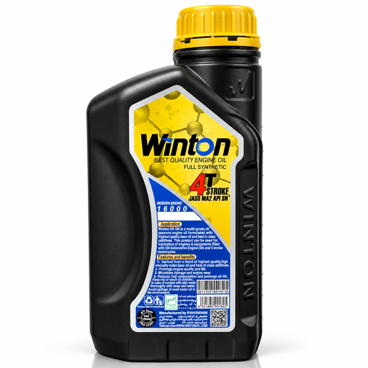 روغن موتور سیکلت وینتون پلاس مخصوص موتورهای دنده ای +WINTON ۱۰W40 MA2 SN / فول سنتتیک تحت لیسانس کانادا کد 202443