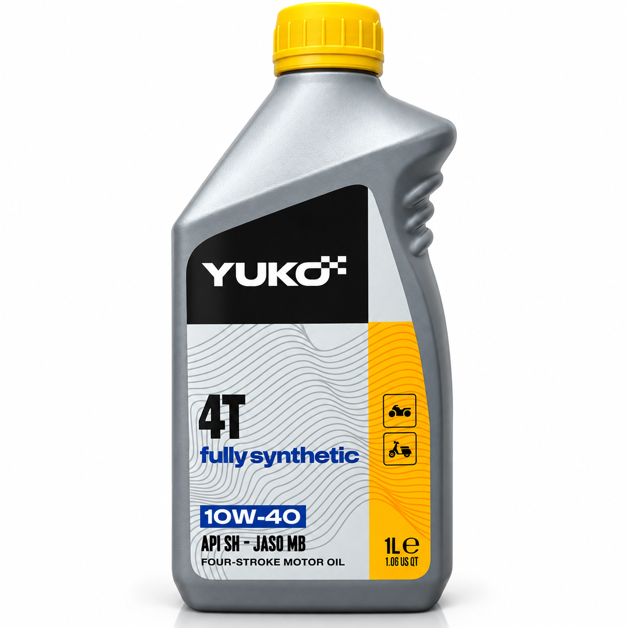 روغن موتور سیکلت یوکو مخصوص موتور های اسکوتر YUKO Fully Synthetic 4T 10W-40 API SN JASO MB حجم 1 لیتر کد 202445