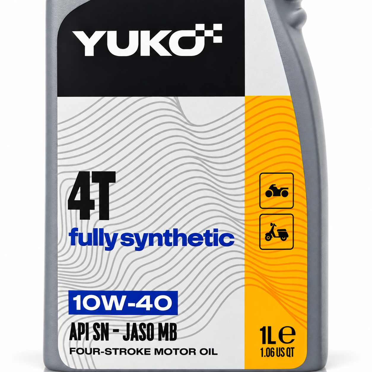 روغن موتور سیکلت یوکو مخصوص موتور های اسکوتر YUKO Fully Synthetic 4T 10W-40 API SN JASO MB حجم 1 لیتر کد 202445
