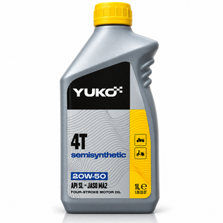 روغن موتور سیکلت یوکو مخصوص موتورهای دنده ای YUKO 4T Semi Synthetic 20W-50 API SL/CF-4 JASO MA2 حجم 1 لیتر کد 202444