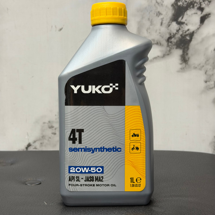 روغن موتور سیکلت یوکو مخصوص موتورهای دنده ای YUKO 4T Semi Synthetic 20W-50 API SL/CF-4 JASO MA2 حجم 1 لیتر کد 202444