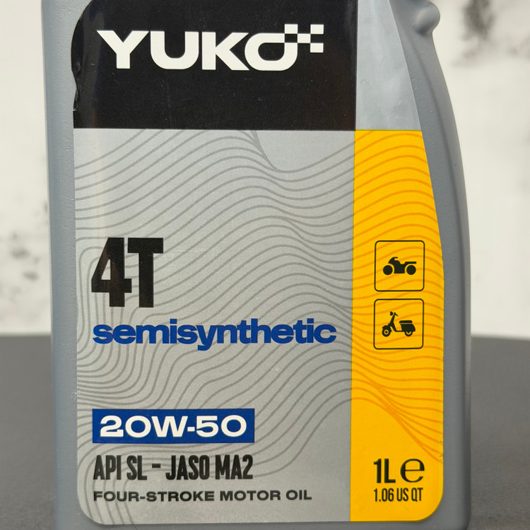 روغن موتور سیکلت یوکو مخصوص موتورهای دنده ای YUKO 4T Semi Synthetic 20W-50 API SL/CF-4 JASO MA2 حجم 1 لیتر کد 202444