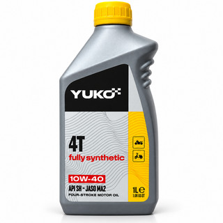 روغن موتور سیکلت مخصوص موتور های دنده ای YUKO 4T Fully Synthetic 10W-40 API SN JASO MA2 حجم 1 لیتر کد 202446