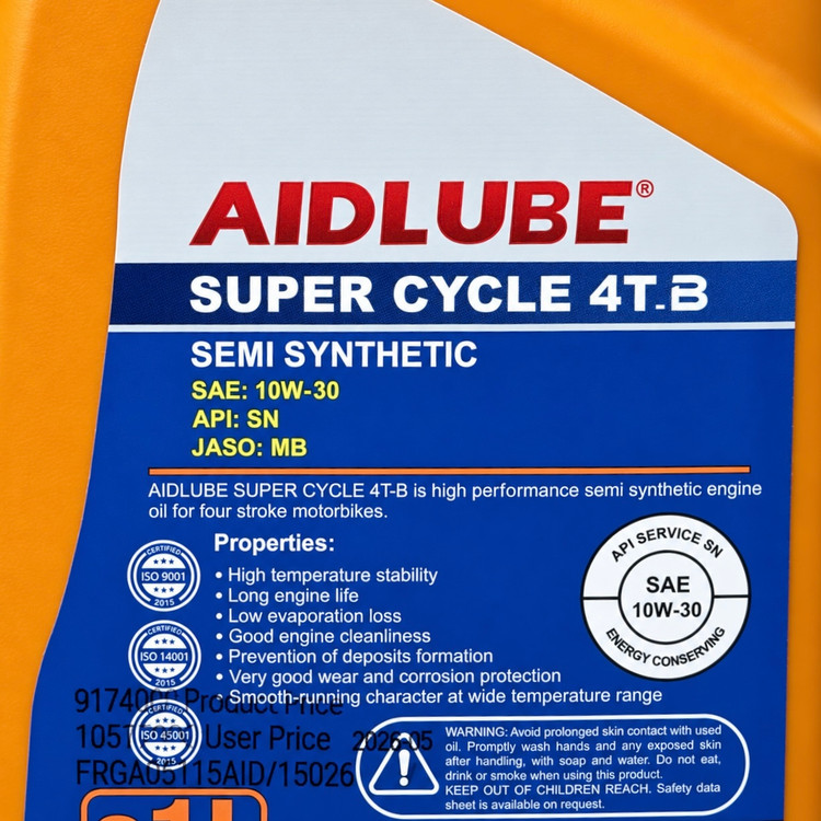 روغن موتور سیکلت ایدلوب AIDLUBE 10W30 SN مخصوص موتورهای اسکوتر تحت لیسانس ایدلوب آلمان اصل کد ۲۰۱۳۸۷