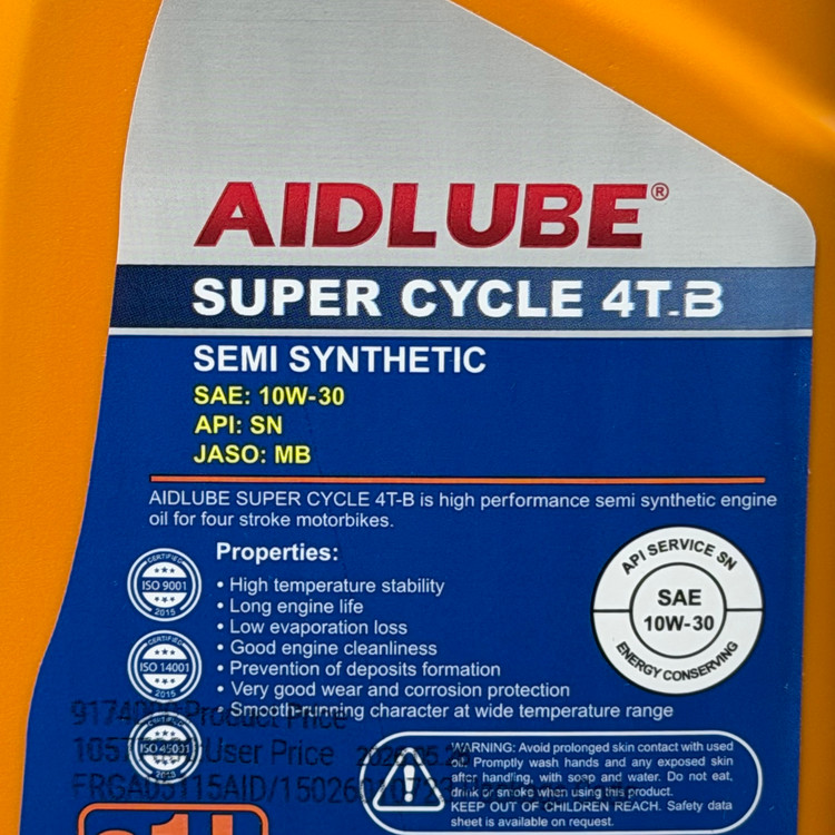 روغن موتور سیکلت ایدلوب AIDLUBE 10W30 SN مخصوص موتورهای اسکوتر تحت لیسانس ایدلوب آلمان اصل کد ۲۰۱۳۸۷