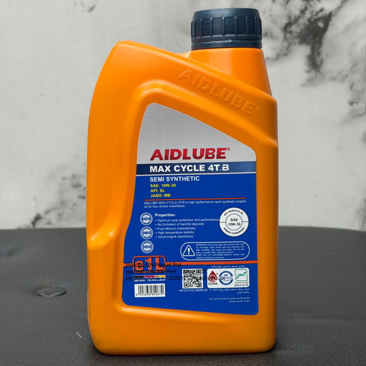 روغن موتور سیکلت ایدلوب AIDLUBE 10W30 SL مخصوص موتورهای اسکوتر نیمه سنتتیک تحت لیسانس ایدلوب آلمان / اصل کد ۲۰۱۳۸۸