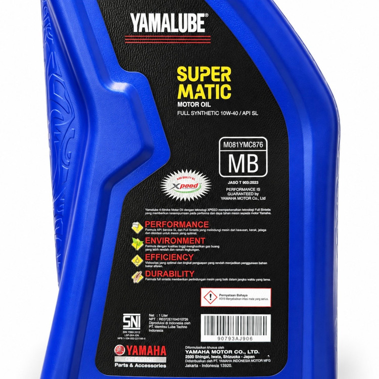 روغن موتور مخصوص موتورهای اسکوتر 1 لیتر 10W40 MB یامالوب سوپر متیک یاماها YAMAHA SUPER MATIC / ساخت اندونزی اصل کد ۲۰۰۴۷۴