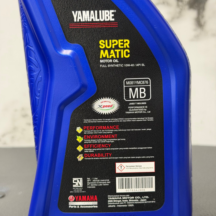 روغن موتور مخصوص موتورهای اسکوتر 1 لیتر 10W40 MB یامالوب سوپر متیک یاماها YAMAHA SUPER MATIC / ساخت اندونزی اصل کد ۲۰۰۴۷۴