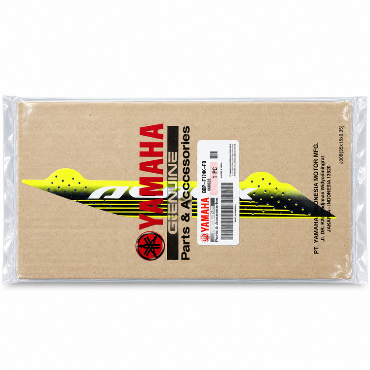 برچسب / استیکر روی گیتاری عقب زرد سمت راست YAMAHA Aerox/ ساخت اندونزی اصل کد 200032