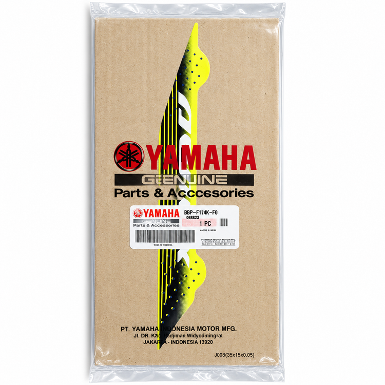 برچسب / استیکر روی گیتاری عقب زرد سمت راست YAMAHA Aerox/ ساخت اندونزی اصل کد 200032