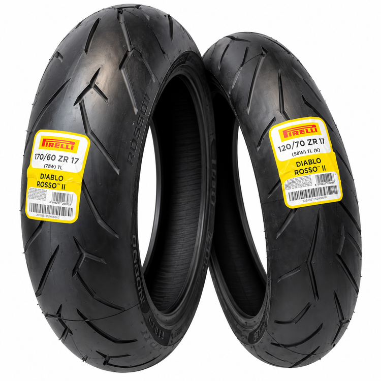 ست لاستیک پیرلی 120/70/17 و 170/60/17 دیابلو روسو 2 اصل PIRELLI DIABLO ROSSO II