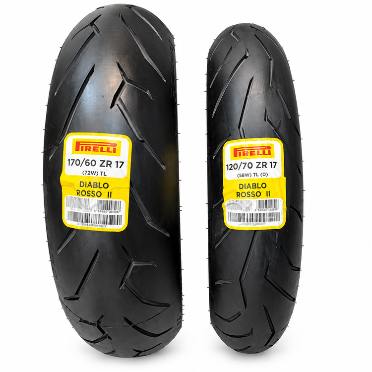 ست لاستیک پیرلی 120/70/17 و 170/60/17 دیابلو روسو 2 اصل PIRELLI DIABLO ROSSO II